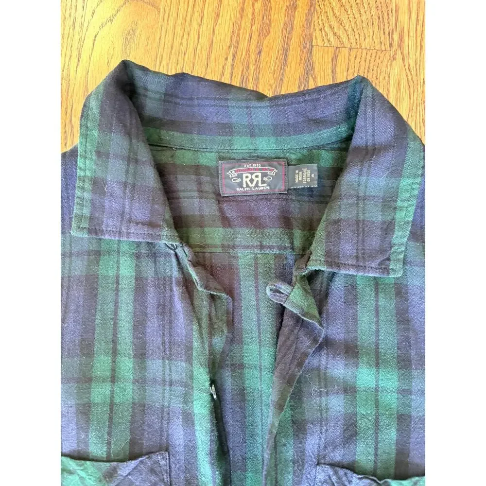 RRL Women's Ralph Lauren Black Watch Plaid Maxi Dress Green Navy Small - Picture 6 of 9